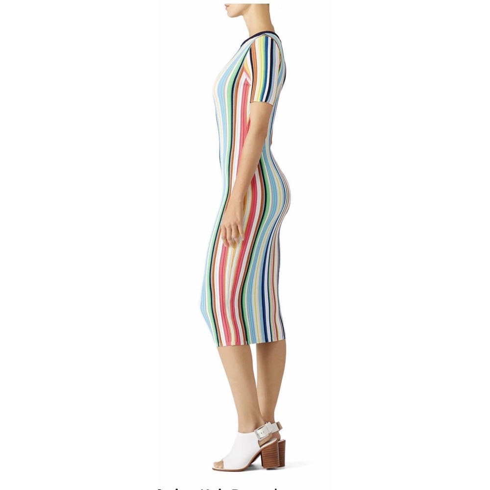New Milly Runway Rainbow Stripe Knit Dress  Size S colorful
